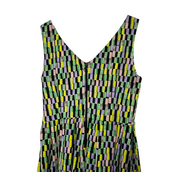 Calvin Klein Deep Front & Back V Neckline Fit & Flare Dress Multi-Color Size 12 - Picture 4 of 8